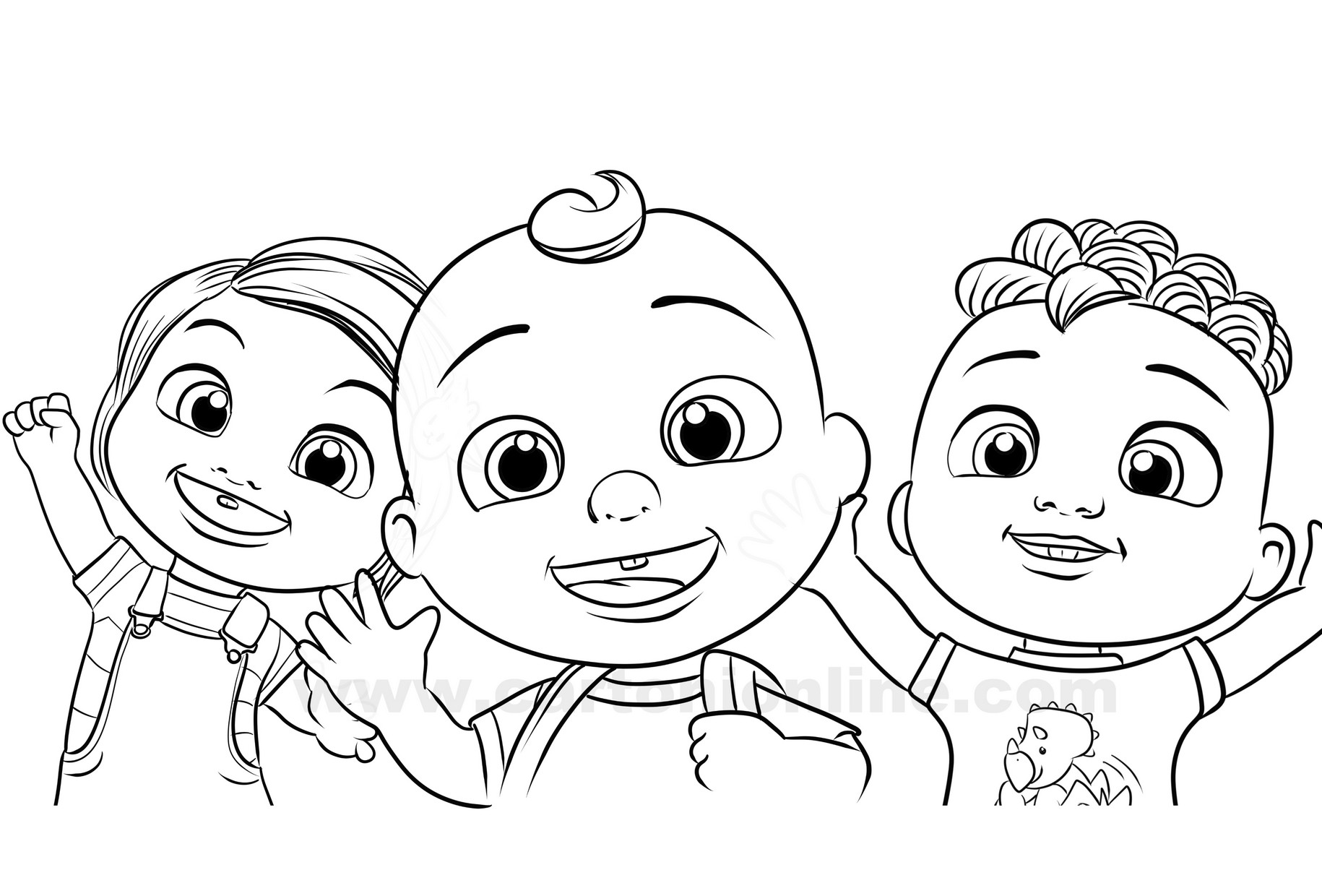 Coloriage de J.J., Nina, Cody de Cocomelon  imprimer et colorier