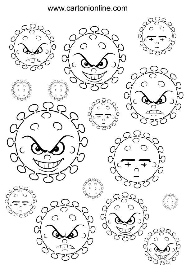 Desenho 3 de Coronavirus para imprimir e colorir