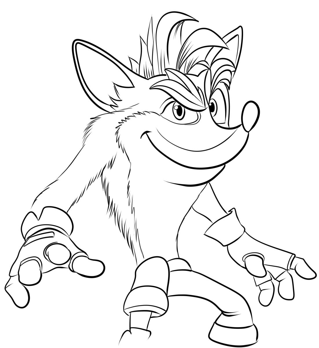 Desenho 02 de Crash Bandicoot para imprimir e colorir