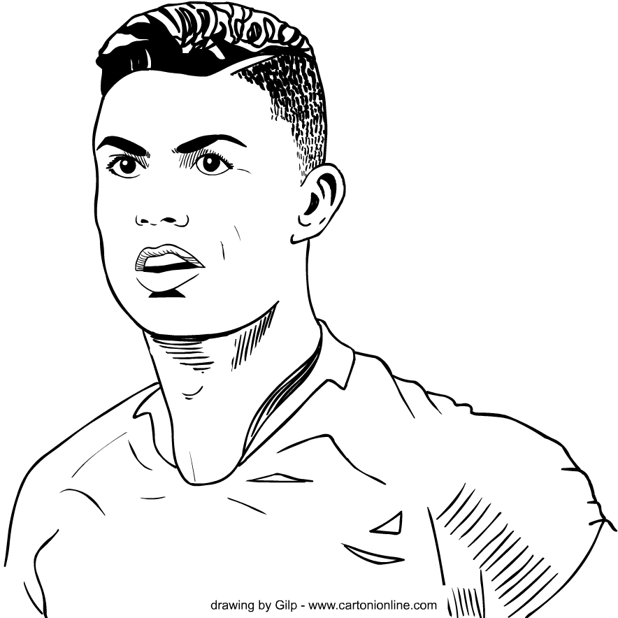Dibujo 1 de Cristiano Ronaldo para imprimir y colorear