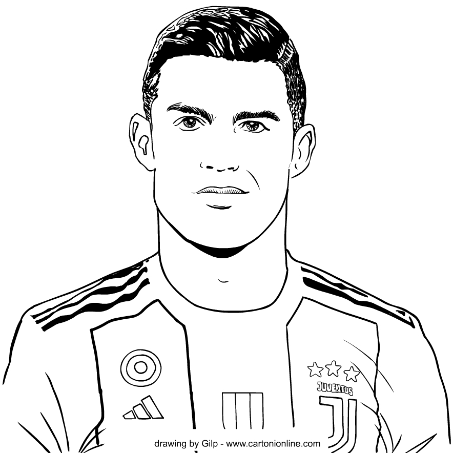 Drawing 3 of Cristiano Ronaldo coloring page to print and coloring