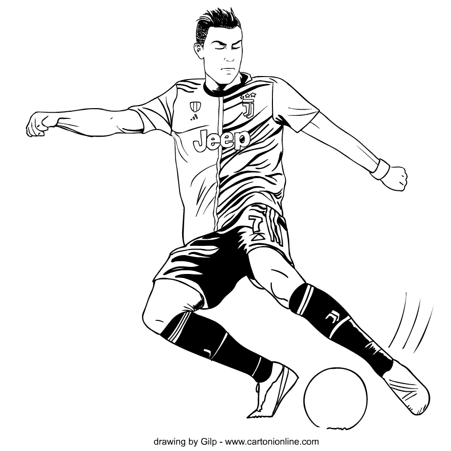 Dibujo 4 de Cristiano Ronaldo para imprimir y colorear
