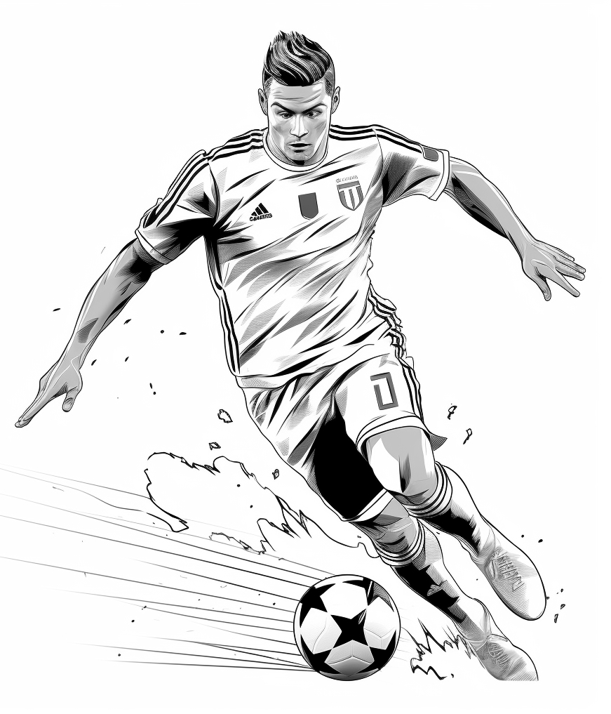 Dibujo 08 de Cristiano Ronaldo para imprimir y colorear