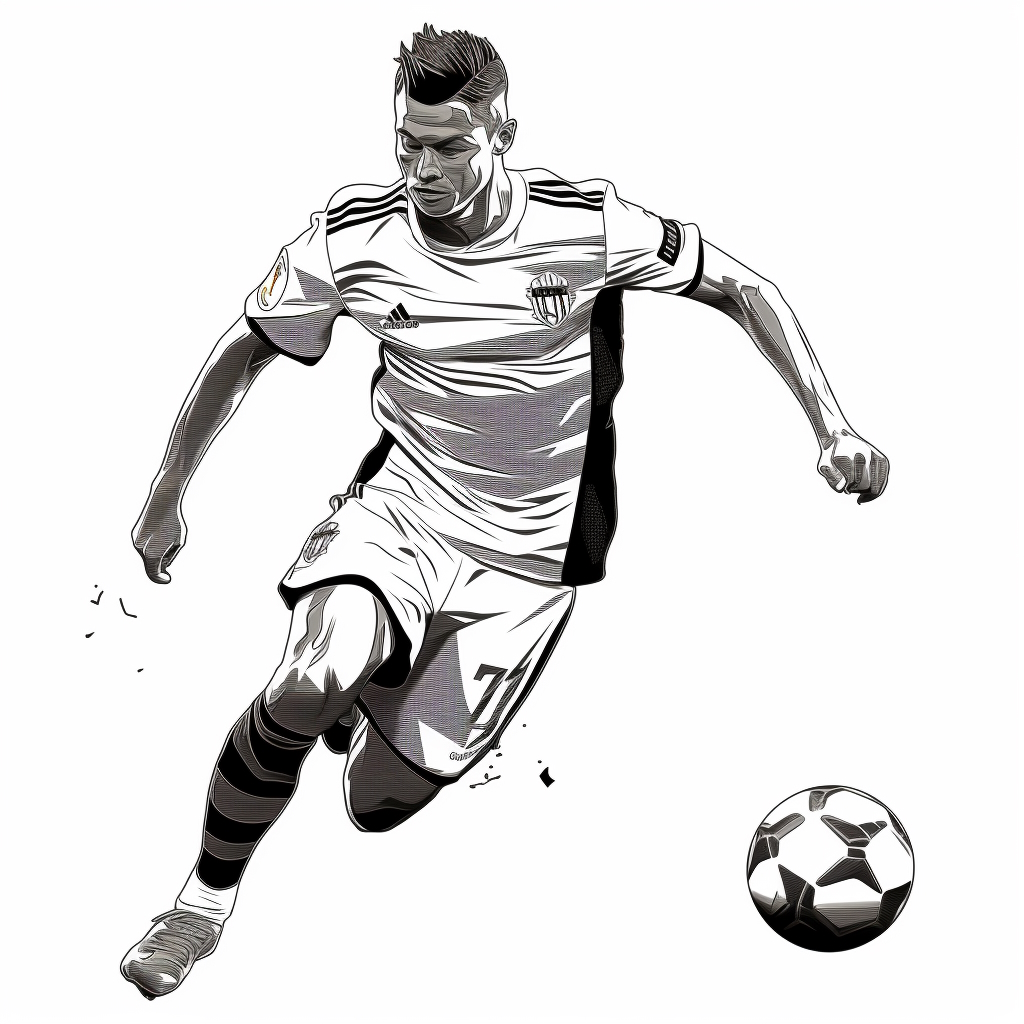 Dibujo 09 de Cristiano Ronaldo para imprimir y colorear