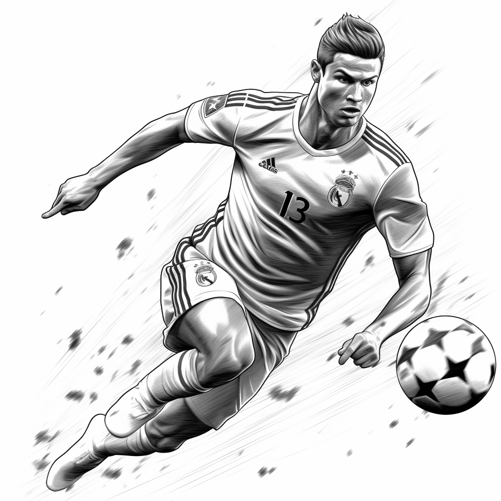 Dibujo 15 de Cristiano Ronaldo para imprimir y colorear