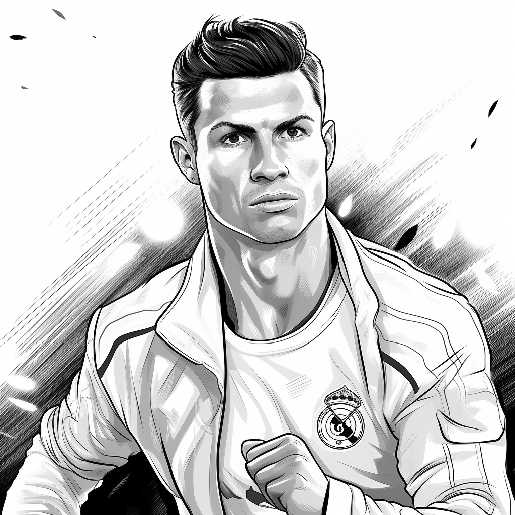 Dibujo 17 de Cristiano Ronaldo para imprimir y colorear