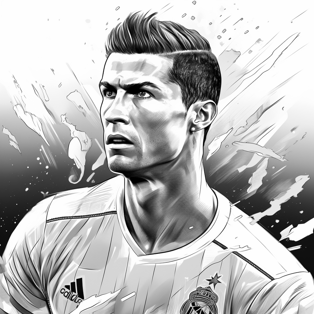 Dibujo 18 de Cristiano Ronaldo para imprimir y colorear