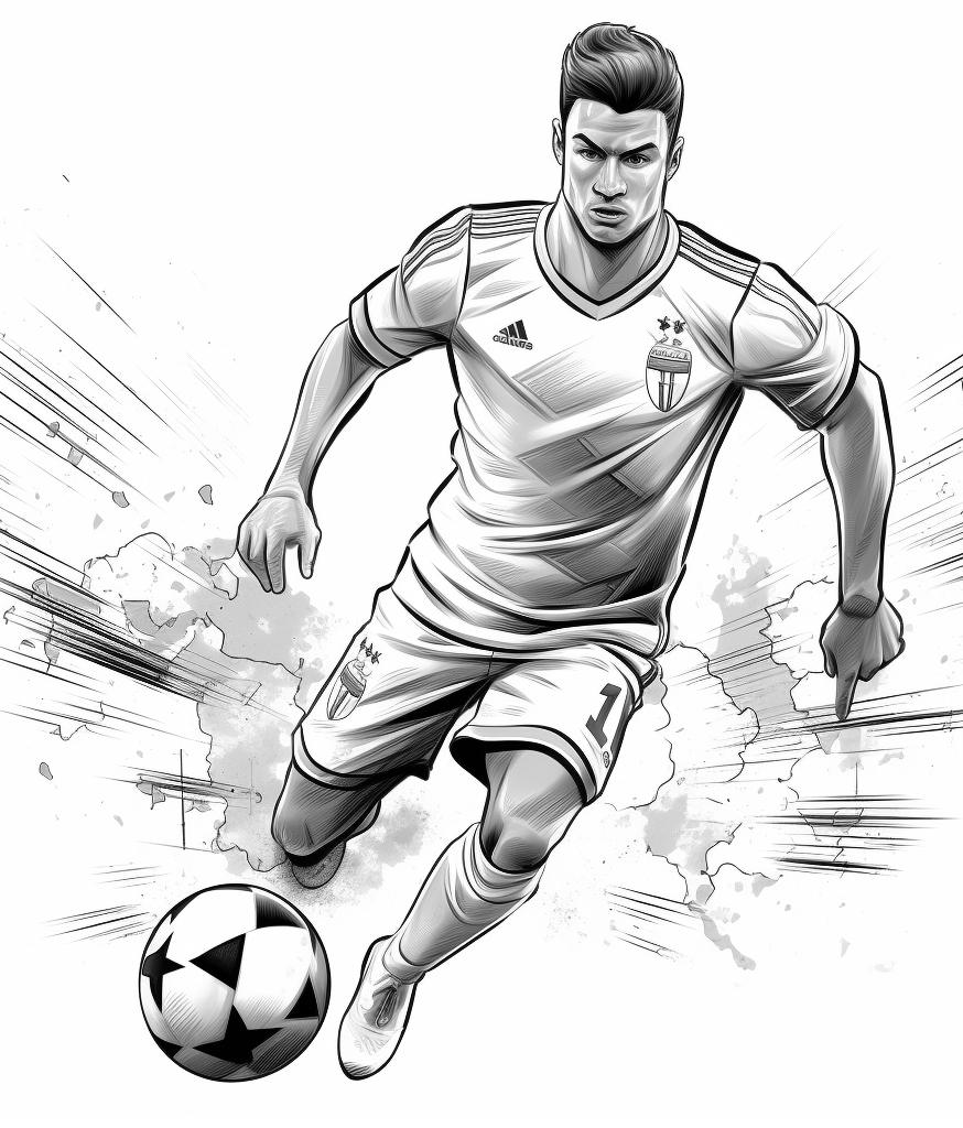 Dibujo 20 de Cristiano Ronaldo para imprimir y colorear