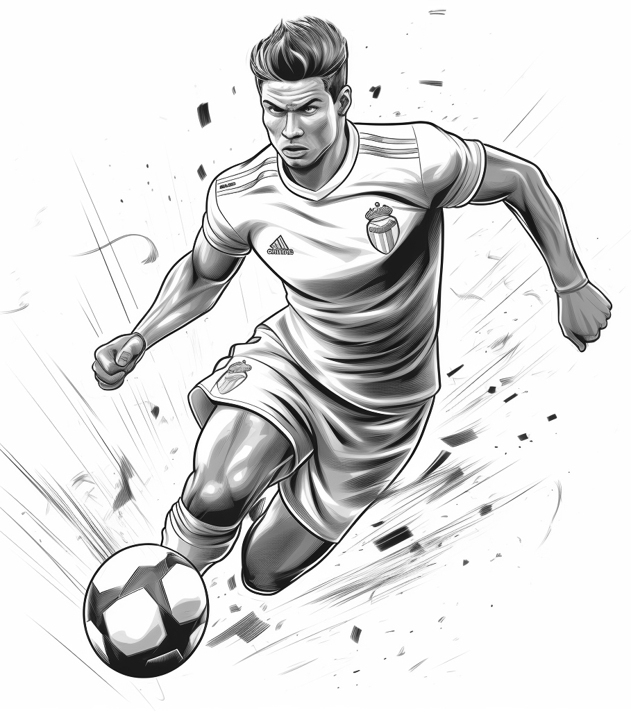 Desenho 01 de Cristiano Ronaldo para imprimir e colorir