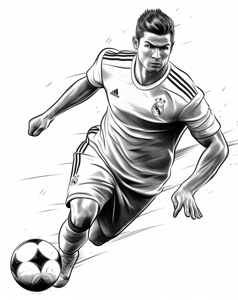 Cristiano Ronaldo 02 tekening om af te drukken en te kleuren