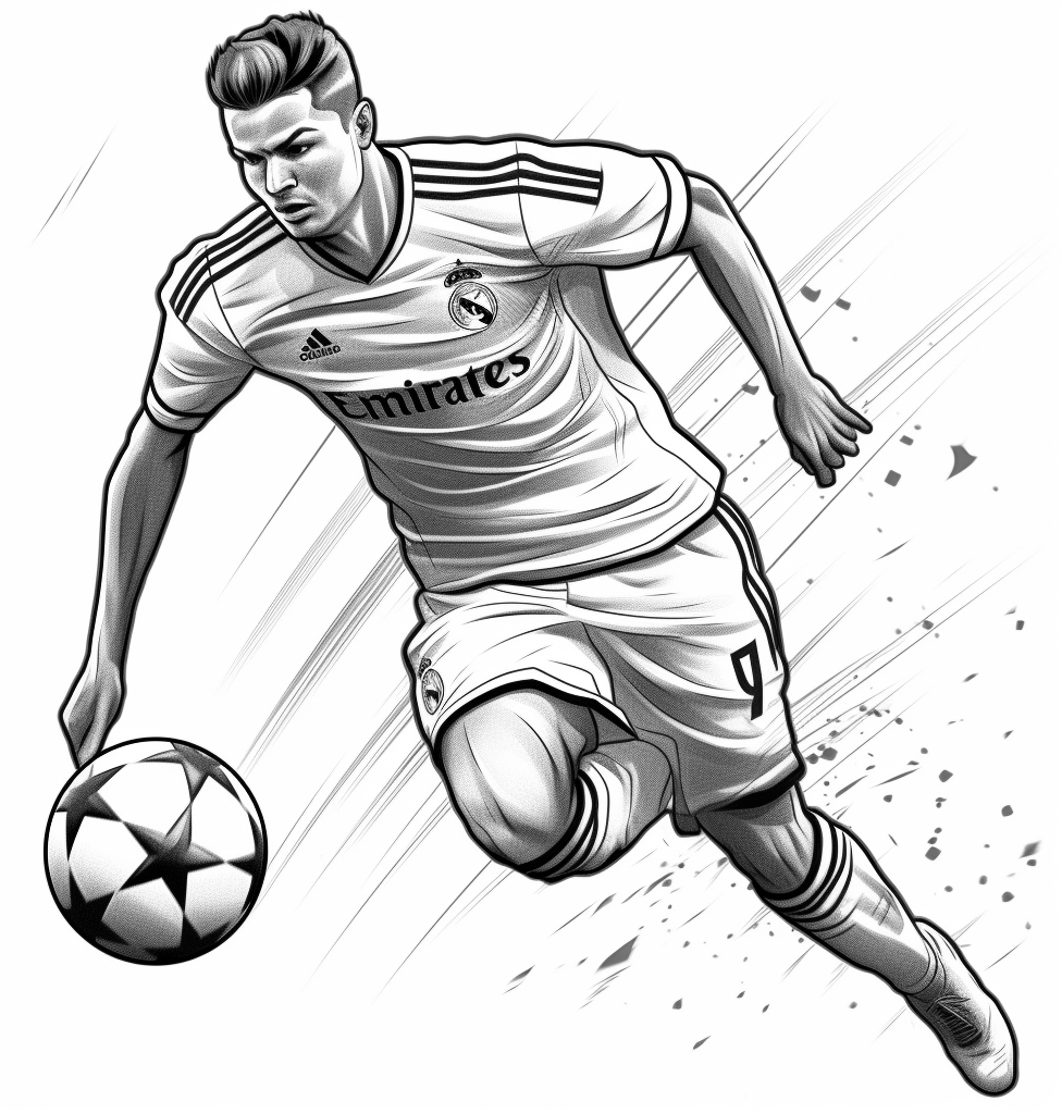 Dibujo 03 de Cristiano Ronaldo para imprimir y colorear