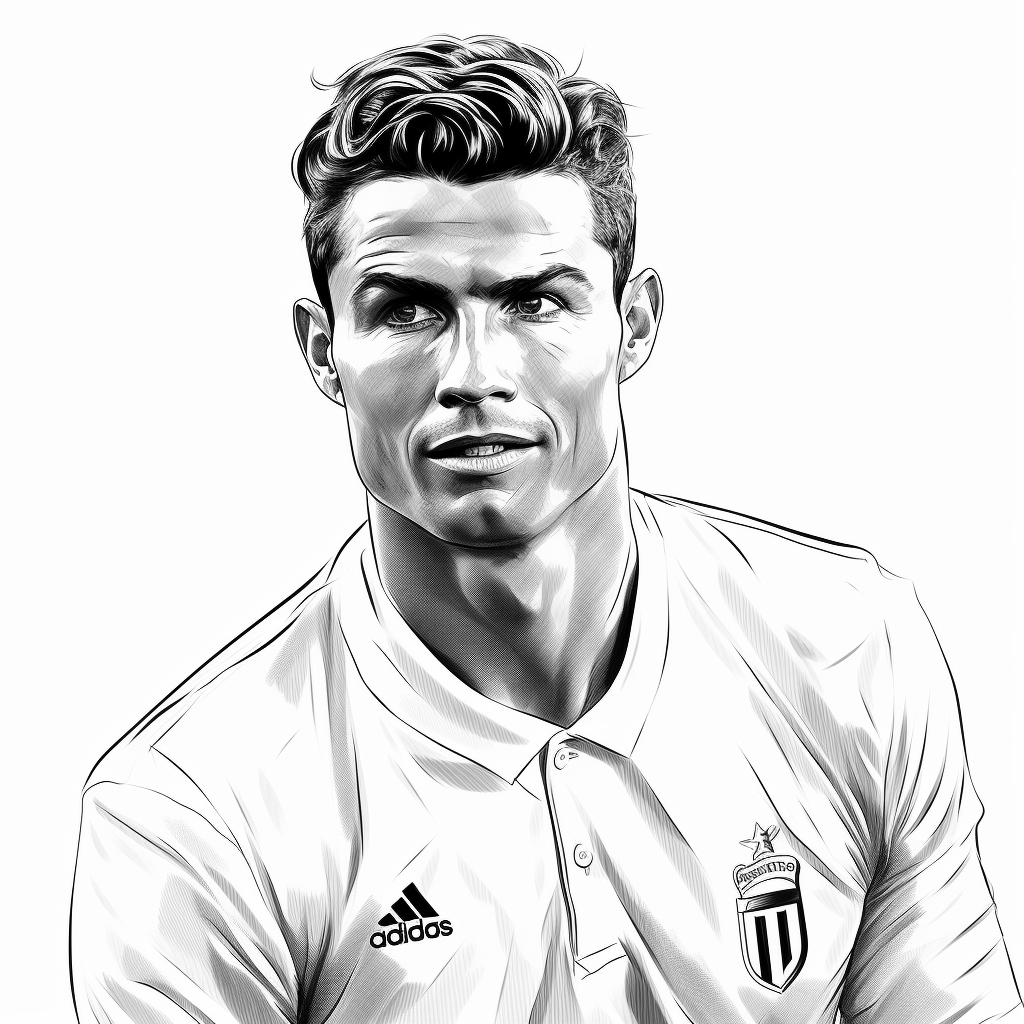 Dibujo 04 de Cristiano Ronaldo para imprimir y colorear