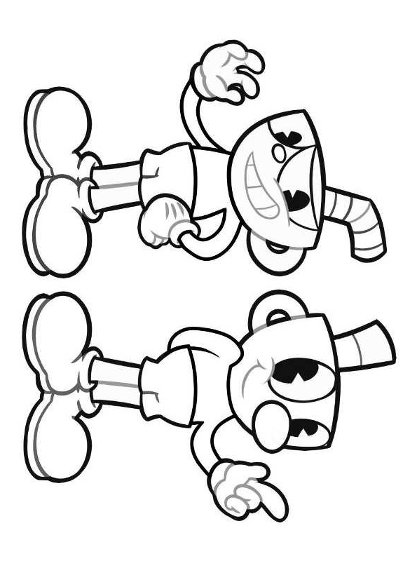 Drawing 2 from Cuphead coloring page to print and coloring