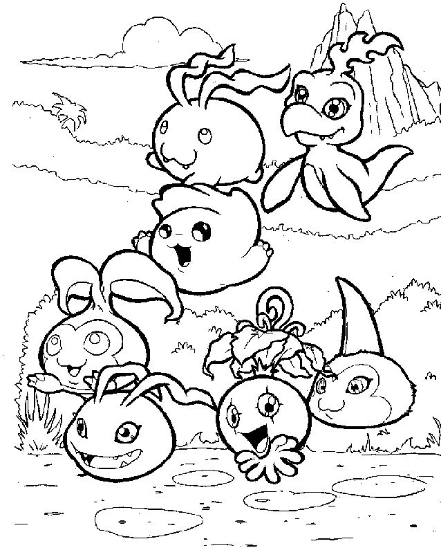Disegno 7 dei Digimon da stampare e colorare