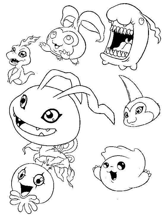 Disegno 18 dei Digimon da stampare e colorare