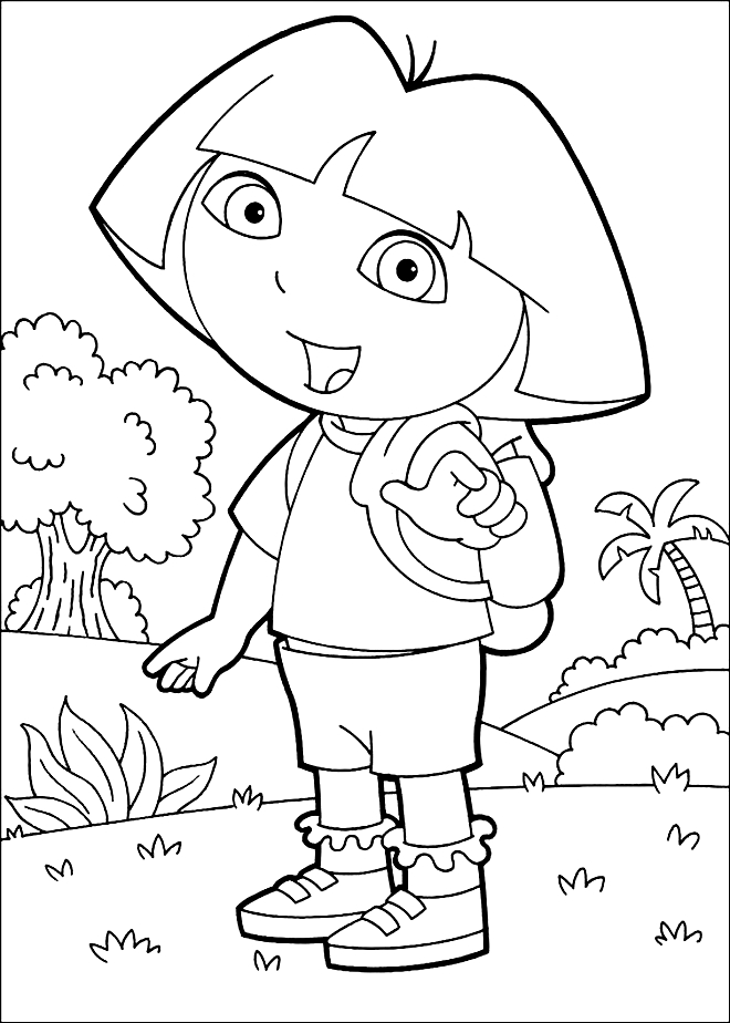 Dibujo 11 Dora, la exploradora para imprimir y colorear