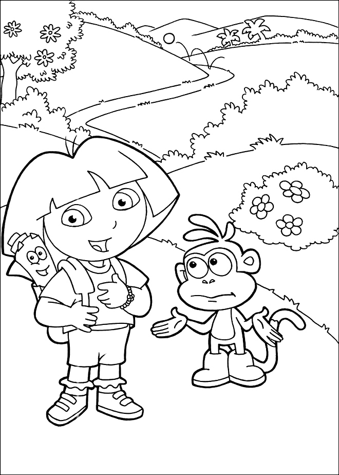 Dibujo 19 de Dora la exploradora para imprimir y colorear