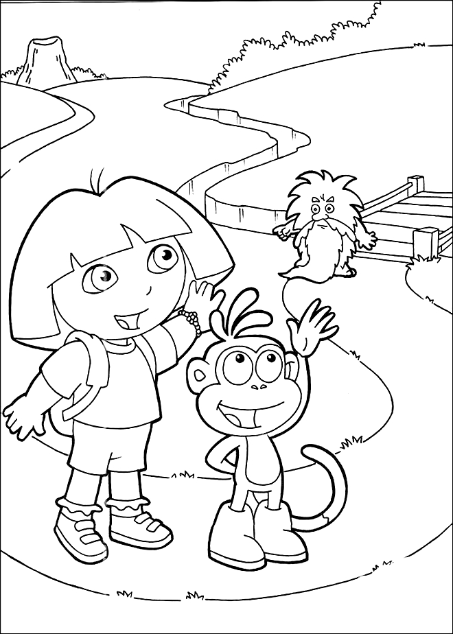 Dibujo 23 de Dora la exploradora para imprimir y colorear