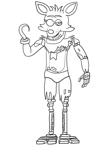 Foxy from Five Nights at Freddys (FNAF) coloring page to print and coloring