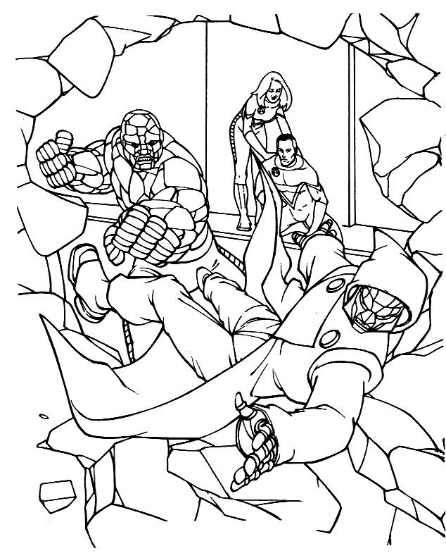 Drawing 1 of the Fantastic Four to print and color