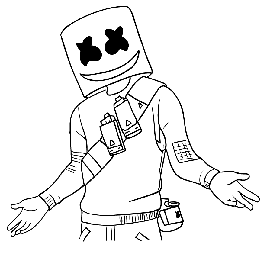 Disegno di Marshmello di Fortnite da stampare e colorare