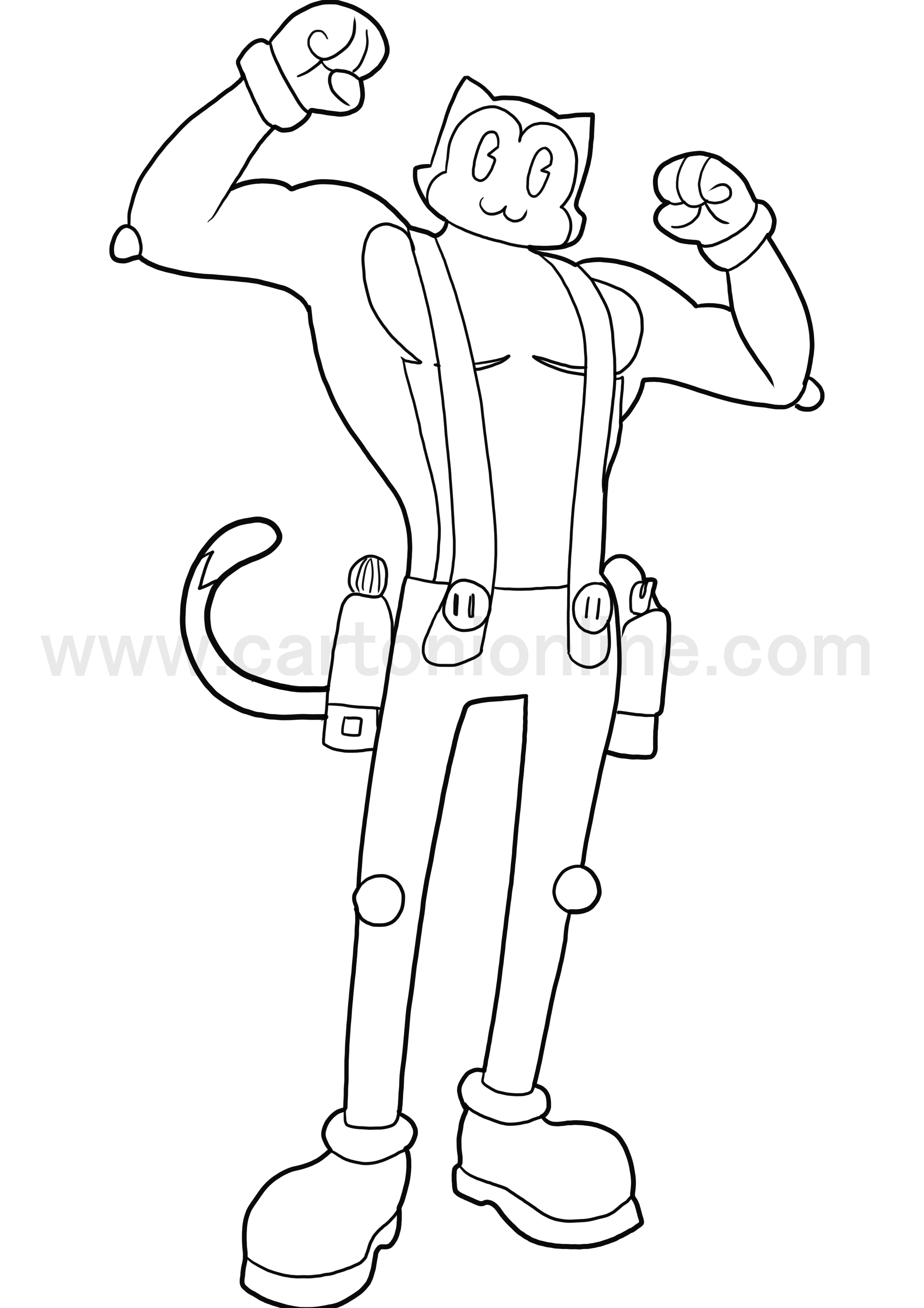 Раскраска брутальный кот meowskles Fortnite