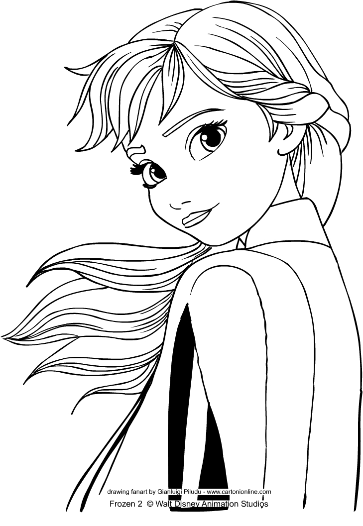Anna from Frozen 2 coloring page to print and coloring