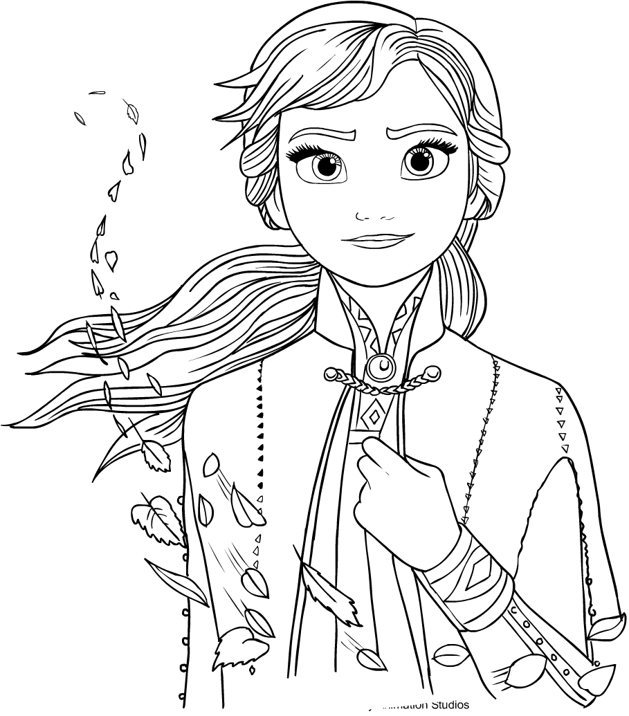 Desenho de Anna de Frozen 2 para imprimir e colorir