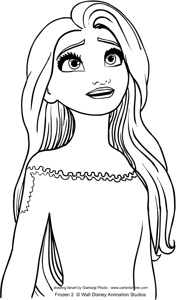 Elsa from Frozen 2 coloring page to print and coloring