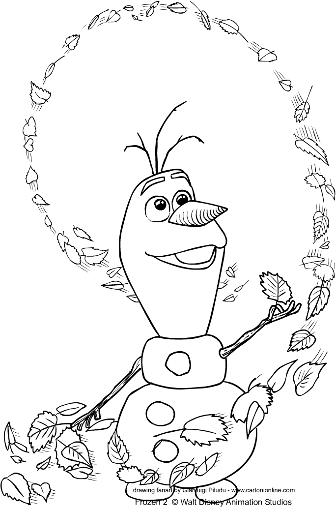 Desenho de Olaf de Frozen 2 para imprimir e colorir