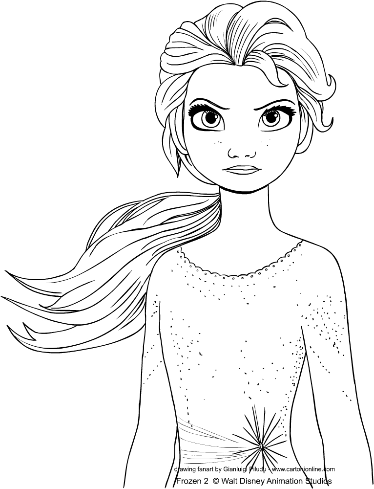 Dibujo de Elsa de Frozen 2 para imprimir y colorear