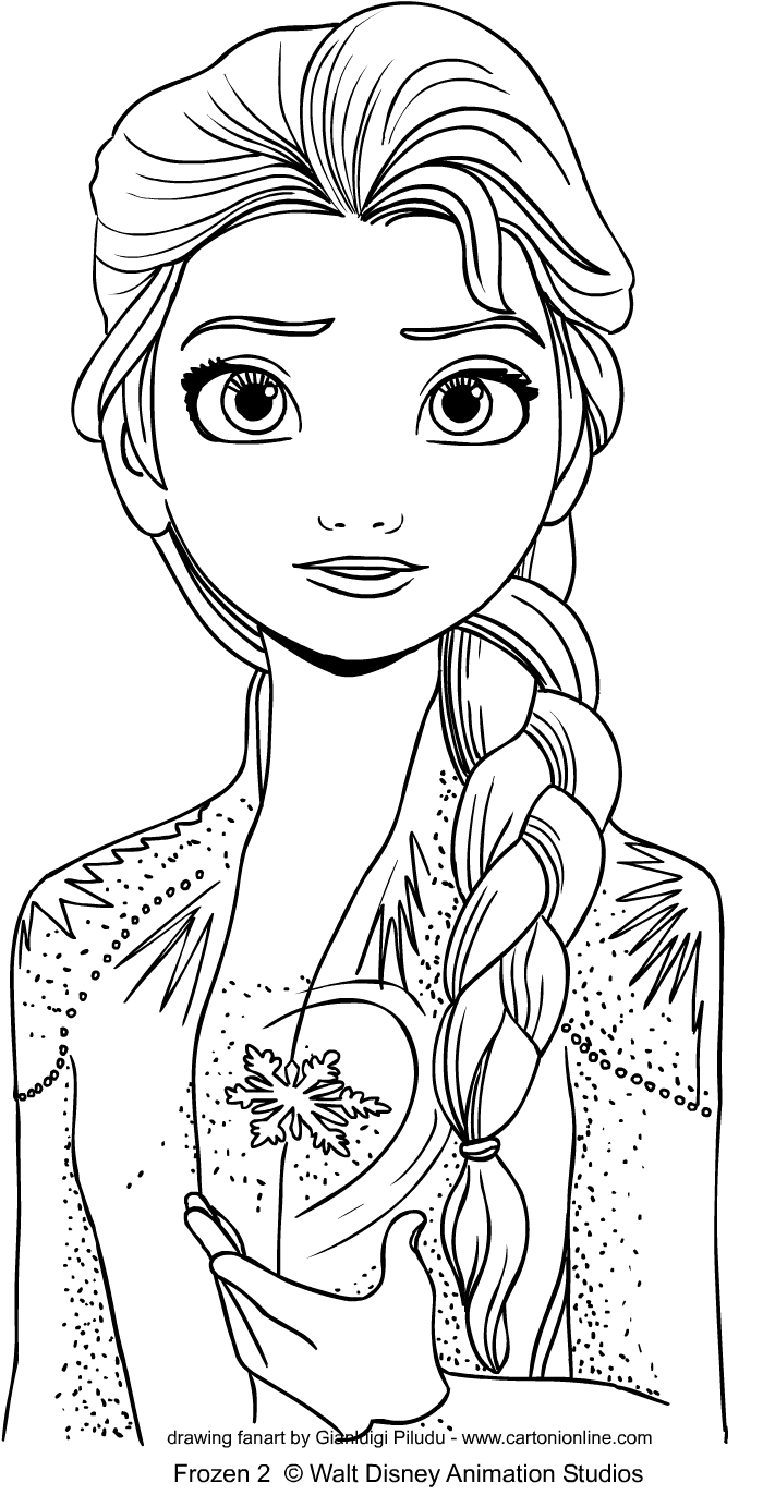 Elsa from Frozen 2 coloring page to print and coloring