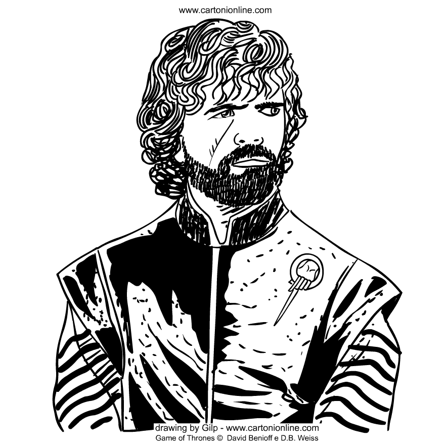 Desenho de Tyrion Lannister de Game of Thrones para imprimir e colorir