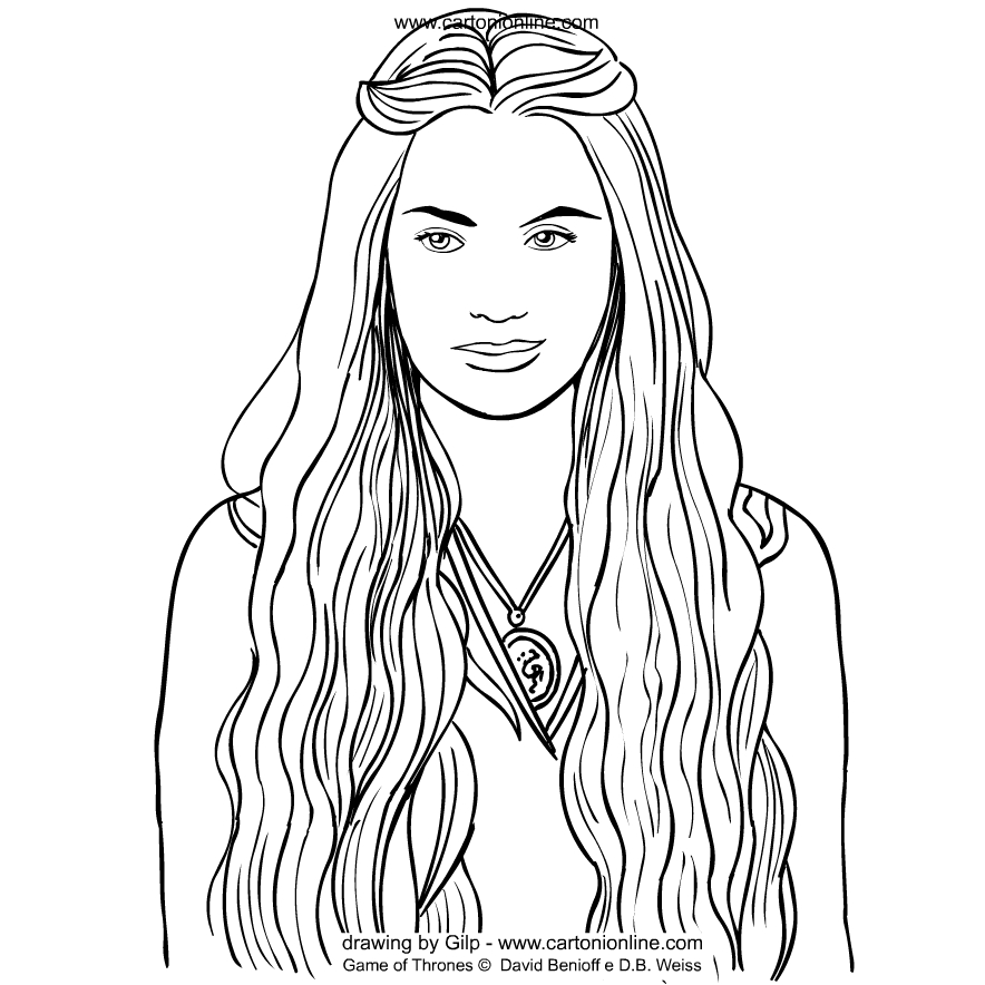 Cersei Lannister von Game of Thrones coloring page to print and coloring