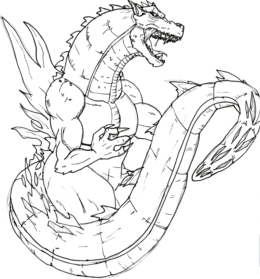 Desenho 4 de Godzilla para imprimir e colorir