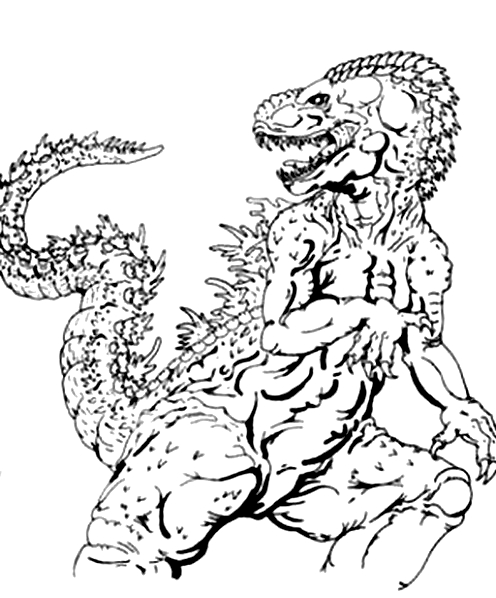 Ritning 10 av Godzilla för tryck och färg