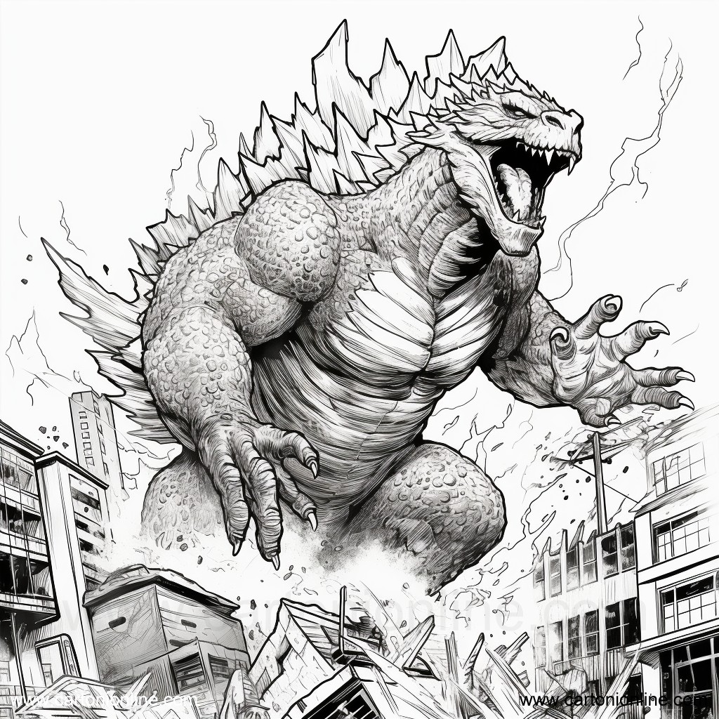 Ausmalbilder Godzilla 03  zum Drucken und Frben