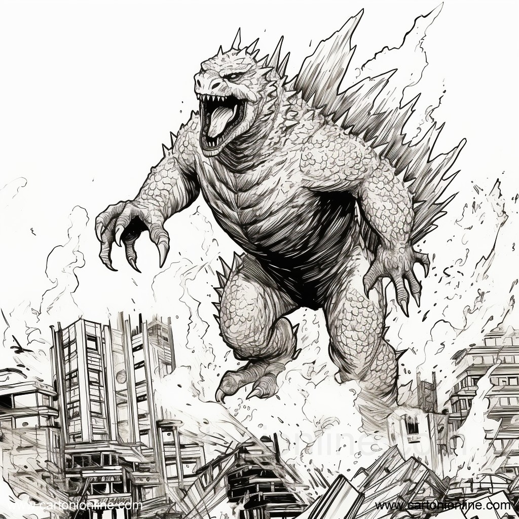 Dibujo 04 de Godzilla para imprimir y colorear