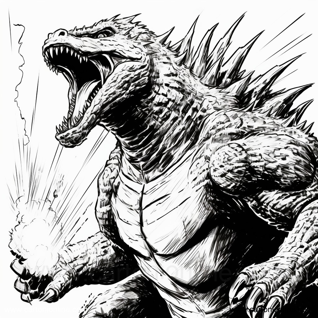 Ausmalbilder Godzilla 05  à zum Drucken und Frben
