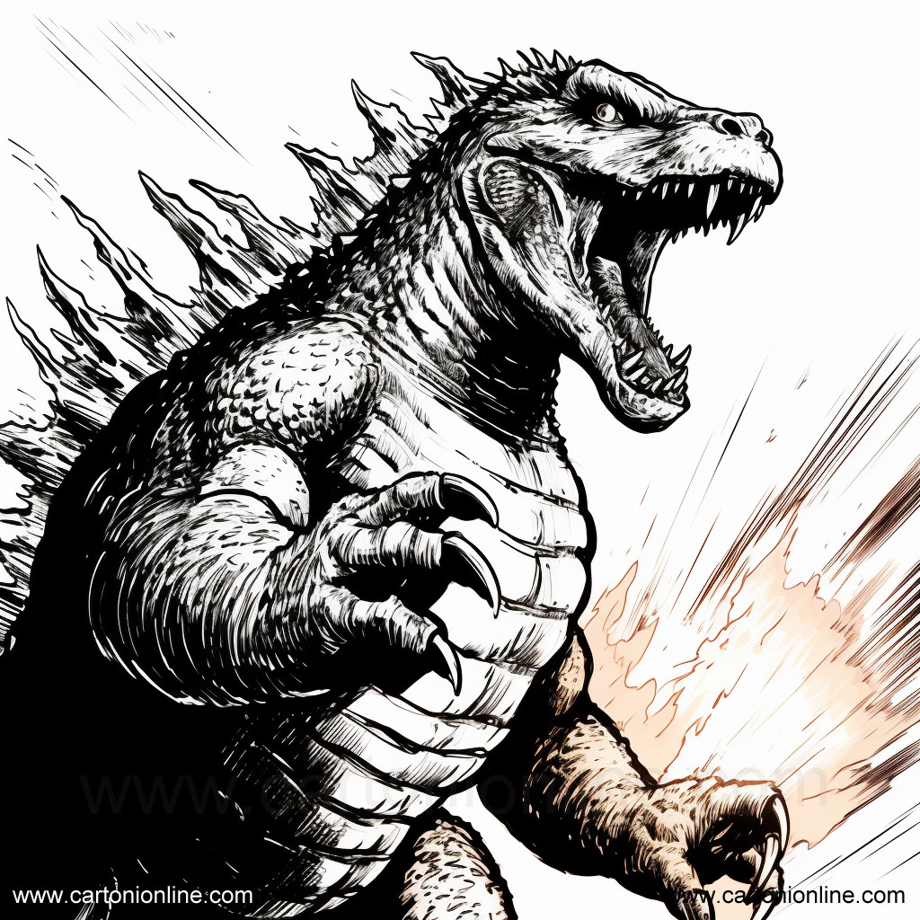 Ritning 06 av Godzilla för tryck och färg