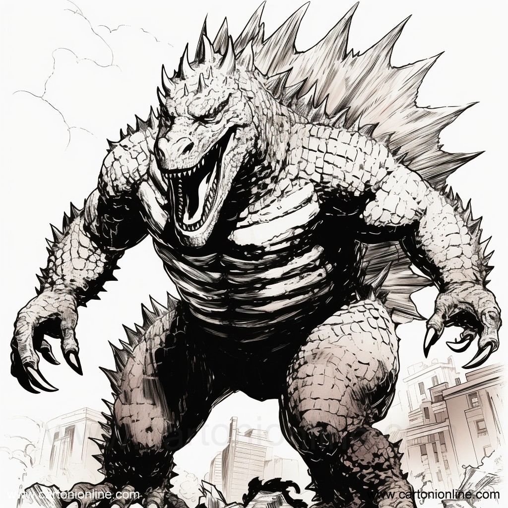 Ausmalbilder Godzilla 12  zum Drucken und Frben