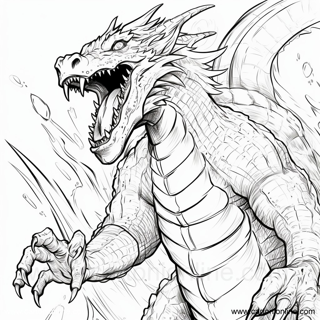 Desenho 14 de Godzilla para imprimir e colorir