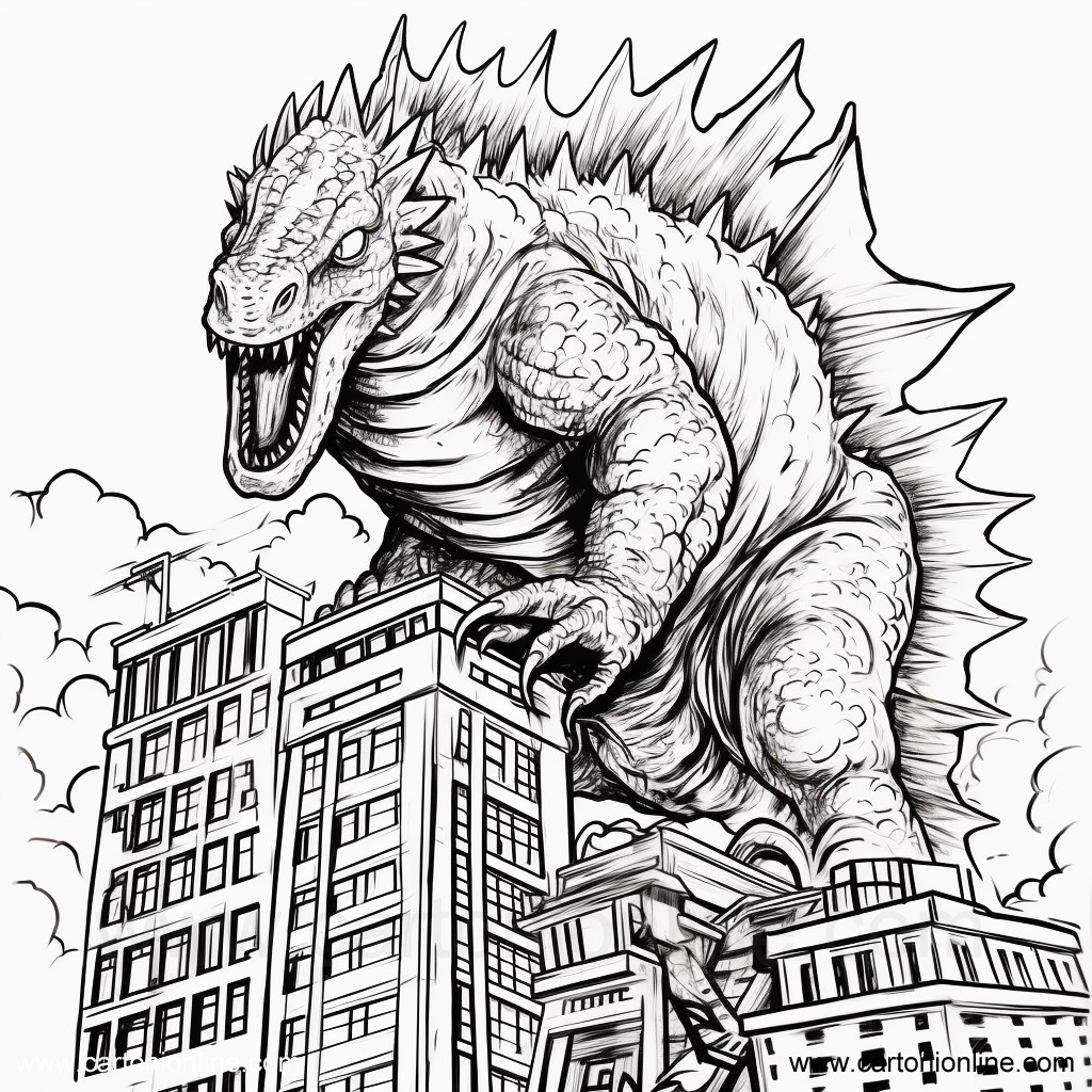 Desenho 17 de Godzilla para imprimir e colorir