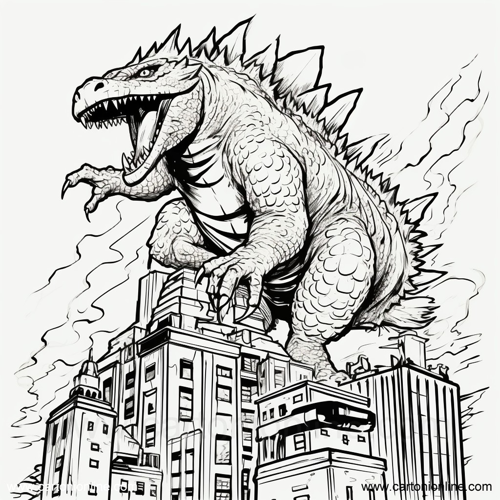 Dibujo 18 de Godzilla para imprimir y colorear