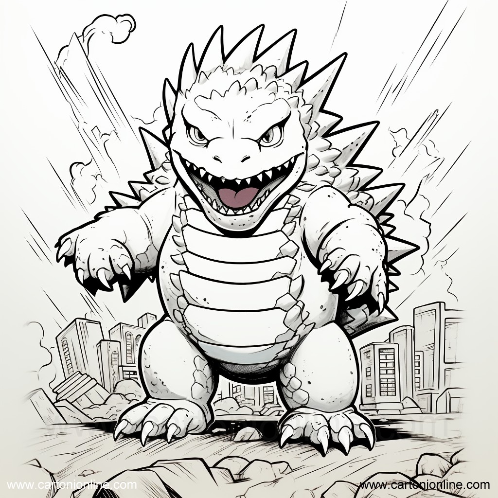 Dibujo 20 de Godzilla para imprimir y colorear