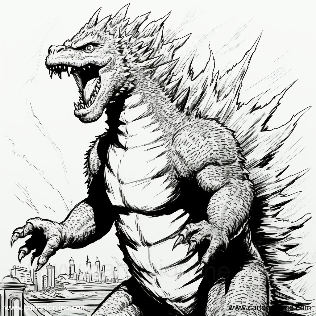 Dibujo 24 de Godzilla para imprimir y colorear
