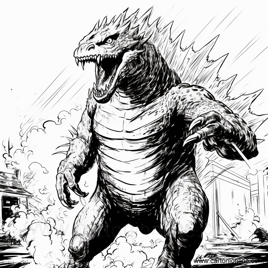 Dibujo 25 de Godzilla para imprimir y colorear