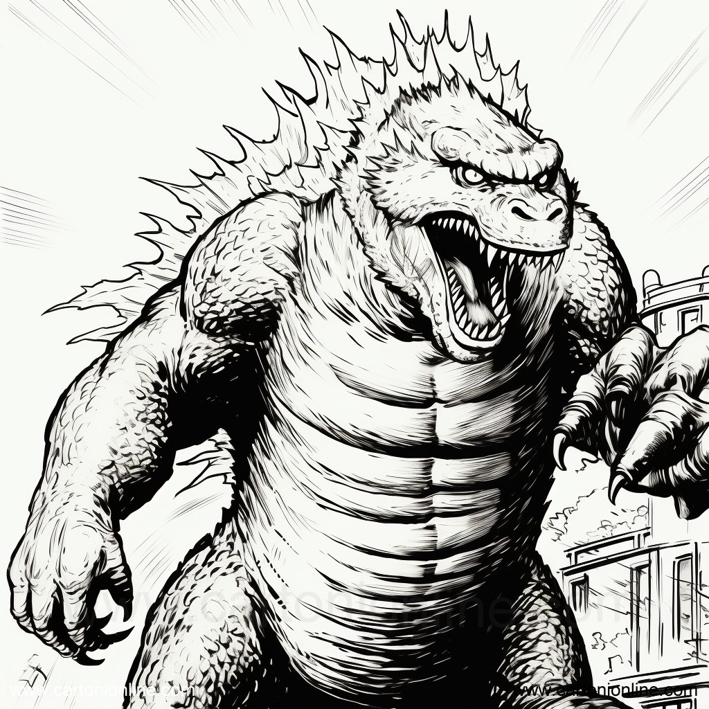 Dibujo 28 de Godzilla para imprimir y colorear