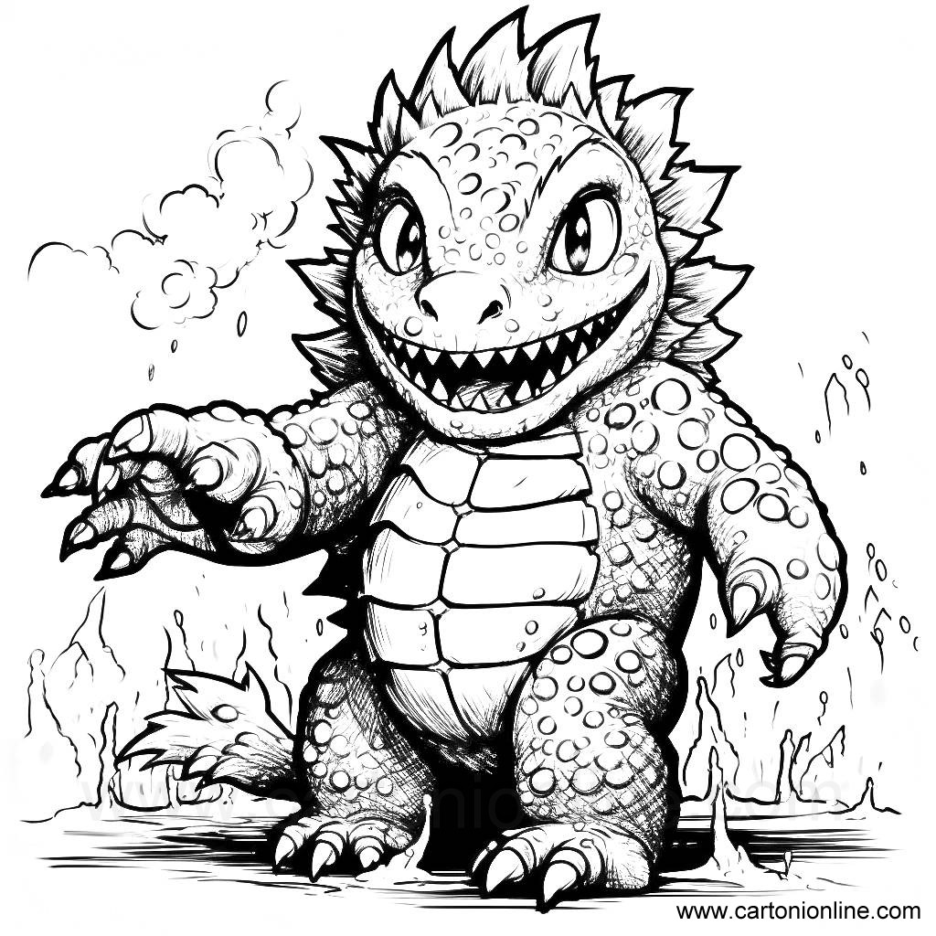 Dibujo 34 de Godzilla para imprimir y colorear