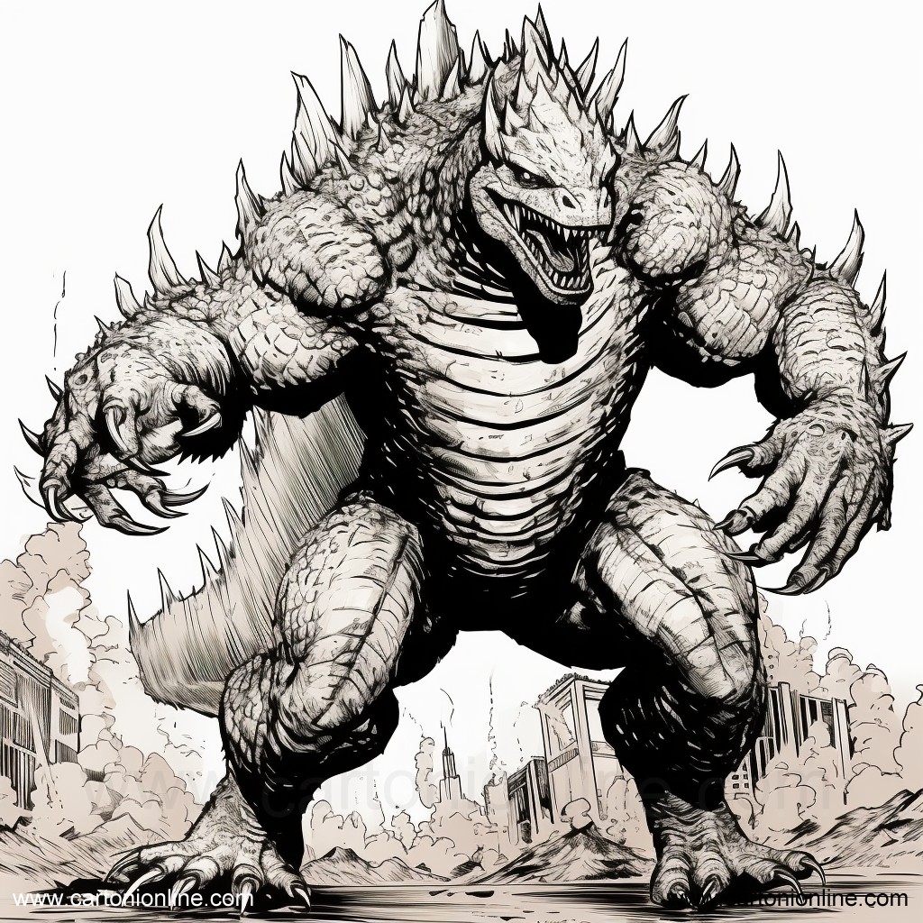 Ritning 36 av Godzilla för tryck och färg